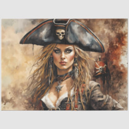 Pirat Queen | Nautisches karibisches Decoupage-Pap Seidenpapier
