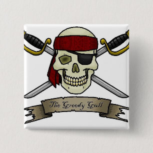 Pirat-Schädel-Knochen-lustig-Roger-Farbtonseite Button