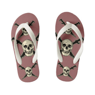 Pirat (Schädel) - Kundenspezifische Flip Flops, Ki Kinderbadesandalen