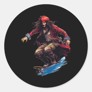 Pirat Skater - Skateboard Skateboarder Skateboard Runder Aufkleber