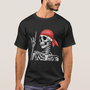 Pirat Skelett Friedenszeichen Schädel Halloween T-Shirt
