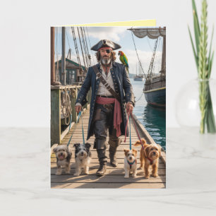 Pirat-Spaziergang-mit-dem-Hund-Karte Feiertagskarte