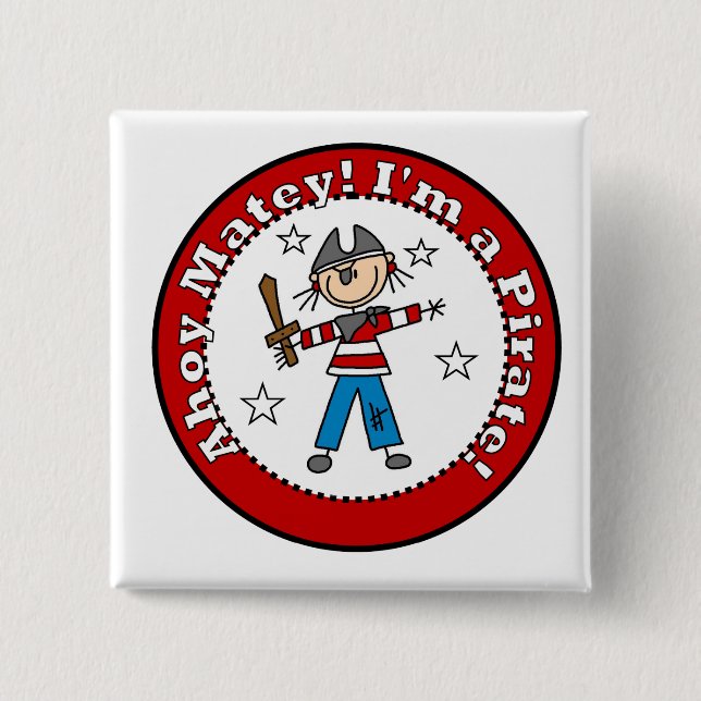 Pirat T-Shirts und Geschenke Button (Vorderseite)