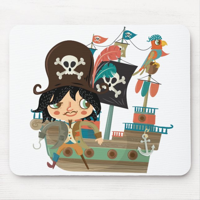 Pirat und Piraten-Schiff Mousepad (Vorne)