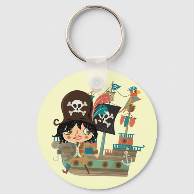 Pirat und Piraten-Schiff Schlüsselanhänger (Vorderseite)