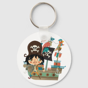 Pirat und Piraten-Schiff Schlüsselanhänger