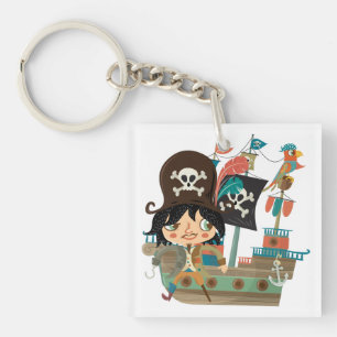 Pirat und Piraten-Schiff Schlüsselanhänger