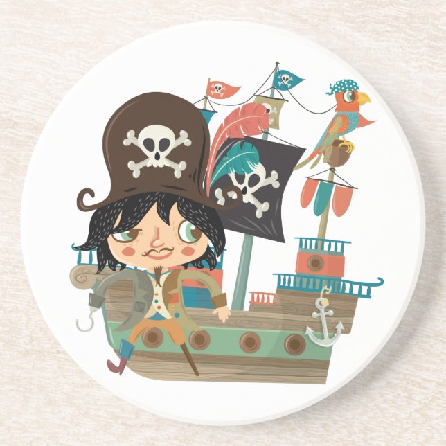 Pirat und Piraten-Schiff Untersetzer (Vorne)