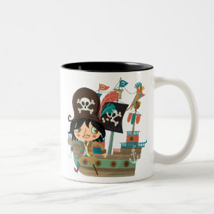 Pirat und Piratenschiff Zweifarbige Tasse