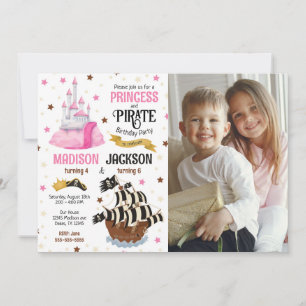 Pirat und Prinzessin Foto Geschwister Gemeinsamer Einladung