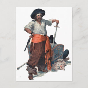 Pirat und Schatz Postkarte