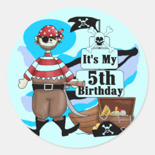 Pirate 5th Birthday Tshirts und Geschenke Runder Aufkleber