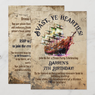 Pirate Adventure Awaits | Vintage Schiffspartei Einladung
