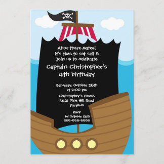 Pirate Ahoy Mates Geburtstagsparty Einladung Boy