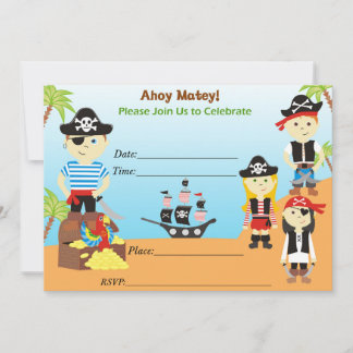 Pirate Ahoy Mates Geburtstagsparty Einladung Boy