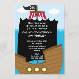 Pirate Ahoy Mates Invitation à la fête d'anniversa