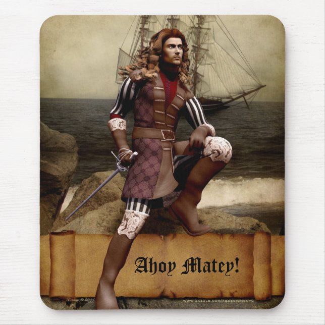 Pirate - Ahoy Matey - Anpassbare Mousepad (Vorne)