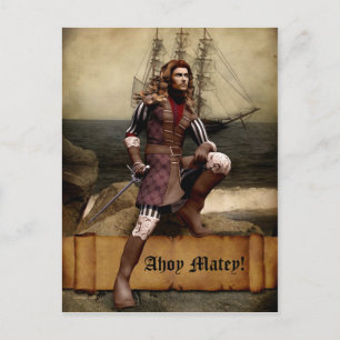 Pirate - Ahoy Matey - Postcard individuell anpassb Postkarte