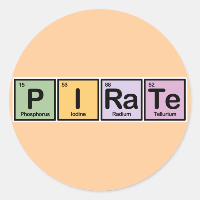 Pirate aus Elementen Runder Aufkleber (Vorderseite)