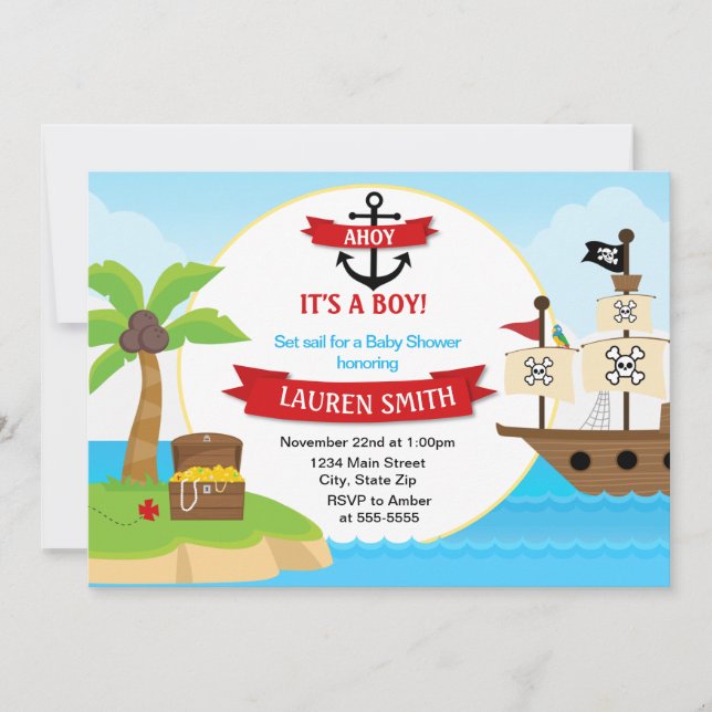Pirate Baby Shower Einladungs-12x18 Einladung (Vorderseite)