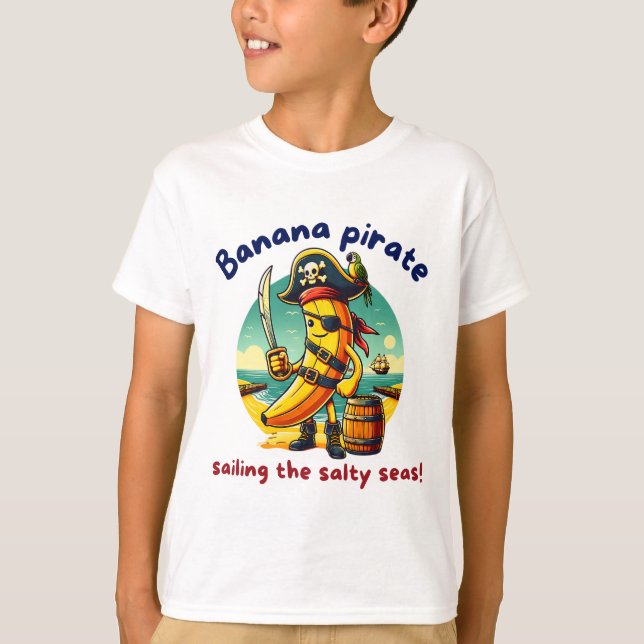 Pirate Banana Adventure am Meer T-Shirt (Vorderseite)