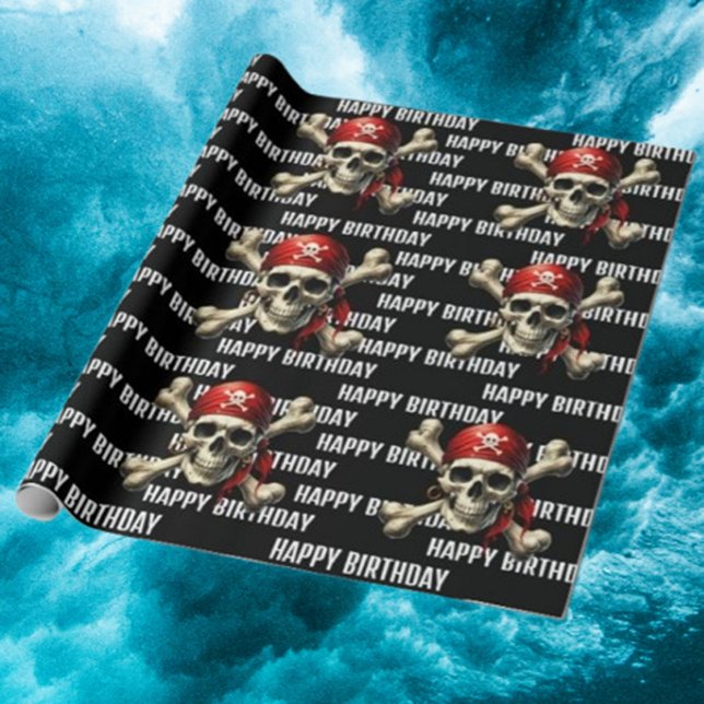 Pirate Birthday Adventure Geschenkpapier (Make every birthday unforgettable with our Pirate Birthday Adventure Wrapping Paper.)