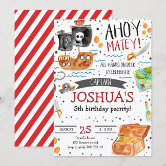 Pirate Birthday Ahoy Pirate Boy Party Einladung