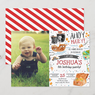 Pirate Birthday Ahoy Pirate Boy Party mit Foto Einladung