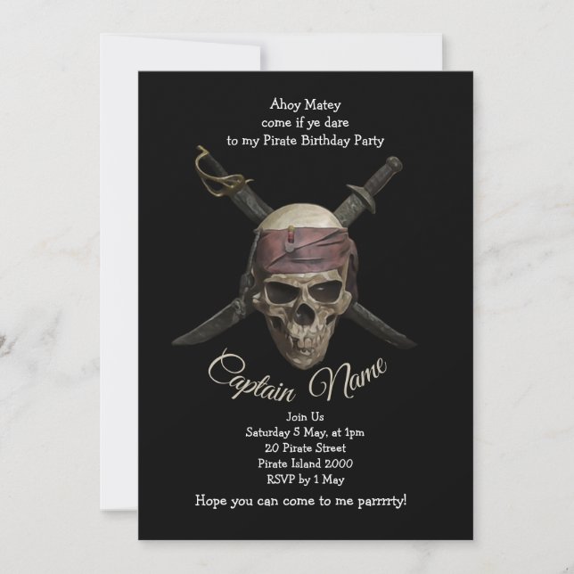 Pirate Birthday Einladung (Vorderseite)