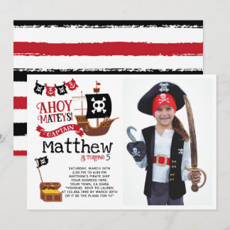 Pirate Birthday Einladung mit Foto