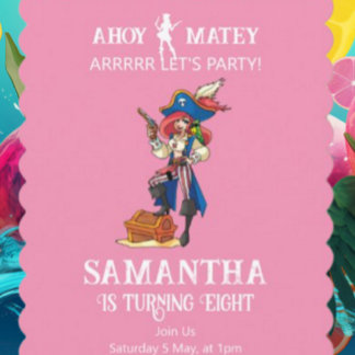 Pirate Birthday Girl Einladung