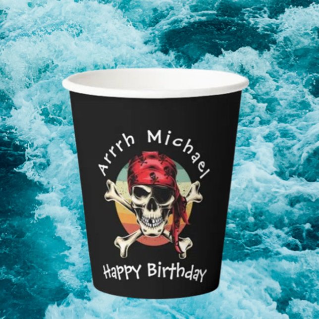 Pirate Birthday Paper Cups Pappbecher (Personalized Pirate Party Cups)
