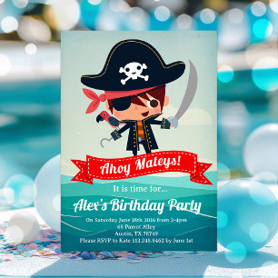 Pirate Birthday Party Einladung für einen Jungen  