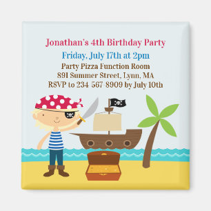 Pirate Birthday Party Einladung Magnet