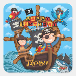 Pirate Birthday Party  for Kids Quadratischer Aufkleber