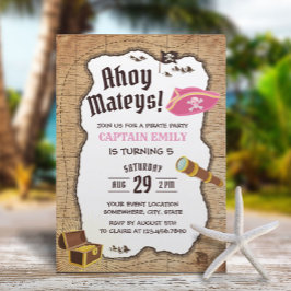 Pirate Birthday Party Girl Erlebniskarte Einladung