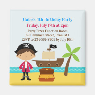 Pirate Birthday Party Kapitän Einladung Magnet