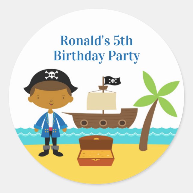Pirate Birthday Party Stickers (Vorderseite)