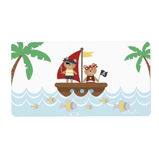 Pirate Birthday Party Wasserflaschen Labels (Vorne)