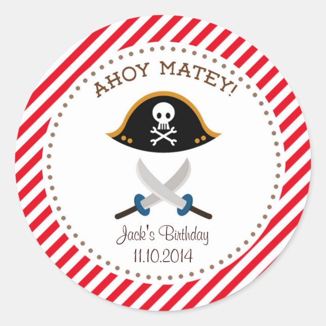 Pirate Birthday Vielen Dank, Aufkleber Red (Vorderseite)