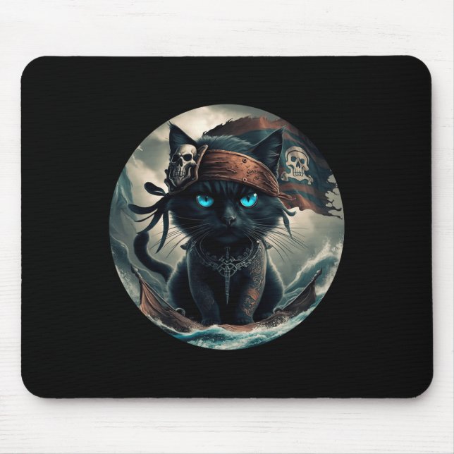 Pirate Black Cat Mousepad (Vorne)