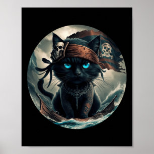 Pirate Black Cat Poster