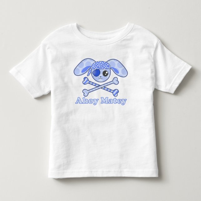 Pirate Blue Kawaii Bunny Kleinkind T-shirt (Vorderseite)