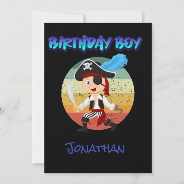 Pirate Boy Birthday Invite Mitteilungskarte (Vorderseite)