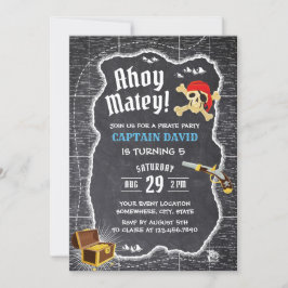 Pirate Boy Birthday Party Chalkboard Erlebniskarte Einladung