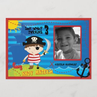 Pirate Boy Birthday Party Einladung, Ahoy Mateys! Einladung