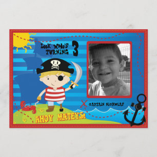 Pirate Boy Birthday Party Einladung, Ahoy Mateys! Einladung