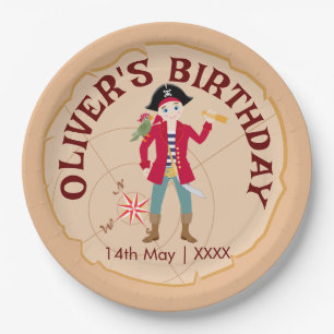 Pirate Boy Treasure Map Spaß Geburtstagsparty Pappteller