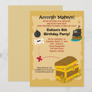 Pirate Boy's Birthday Einladung 12x18