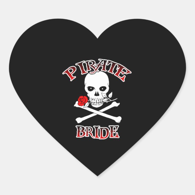 Pirate Bride Herz-Aufkleber (Vorderseite)